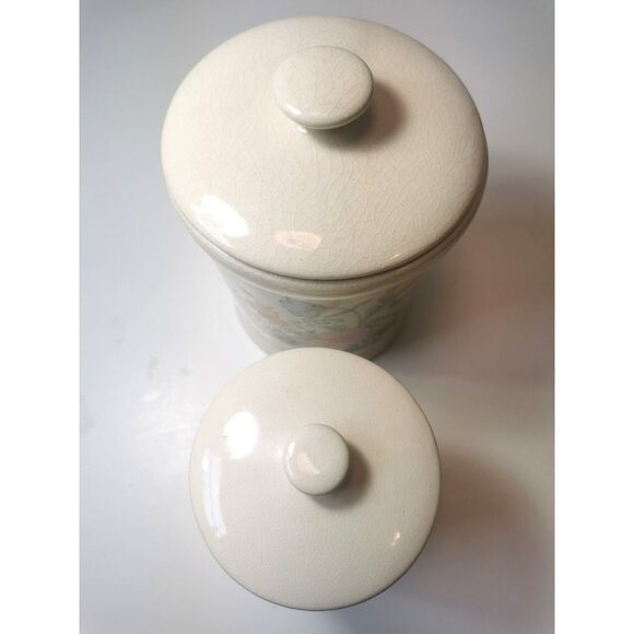 Vintage ALCO Ceramic Canister Trio – Made in Romania – Botanical Floral Design - Picture 9 of 16